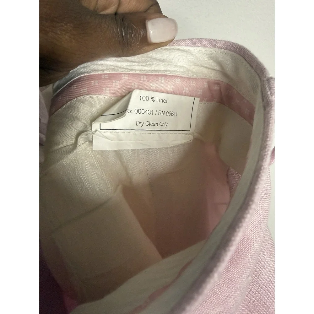 JOSEPH ABBOUD 100% Linen Pink Flat Front‎ Dress Pants Sz 42 X 30 Clean Golf